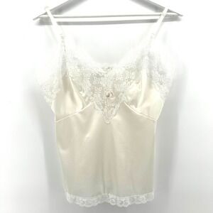 Vintage Ivory Lace Bridal Chemise Babydoll M Coquette Romantic Lingerie Slip Top